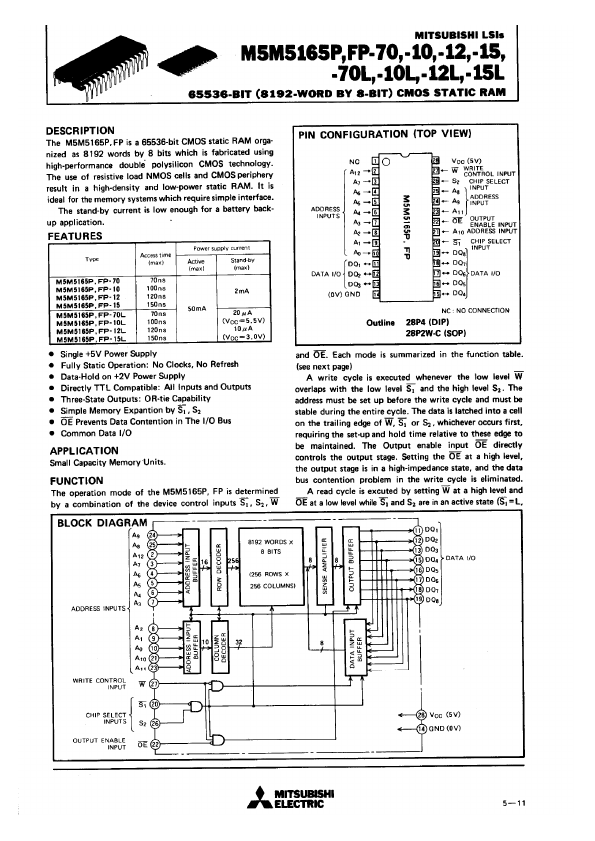 M5M5165FP-70