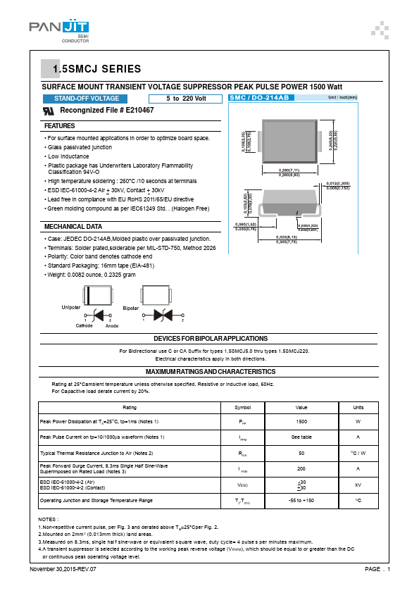 1.5SMCJ160CA