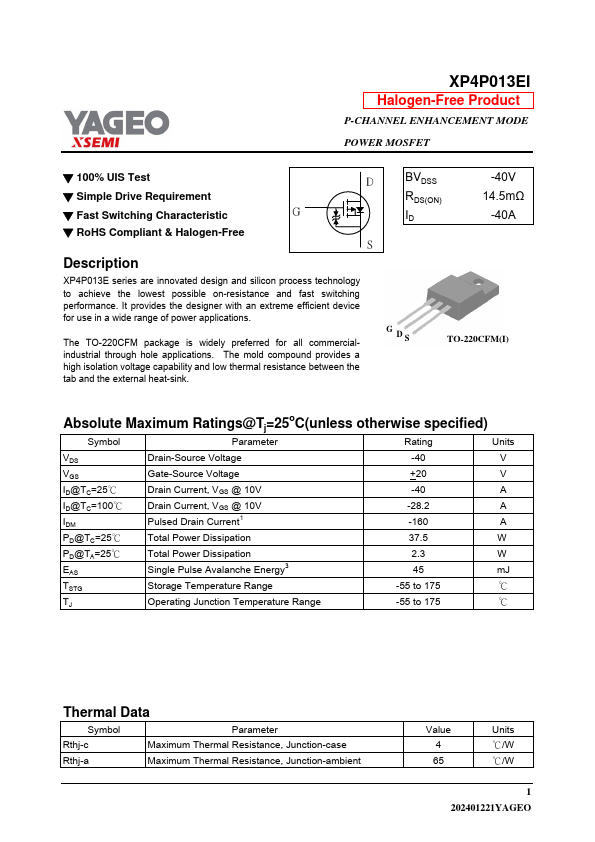 XP4P013EI Datasheet Preview