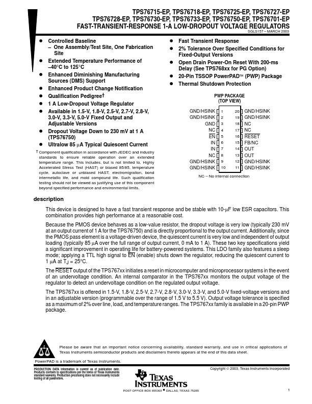 TPS76718-EP