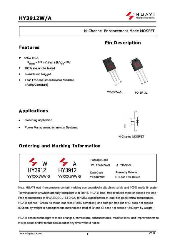 HY3912W Datasheet Preview