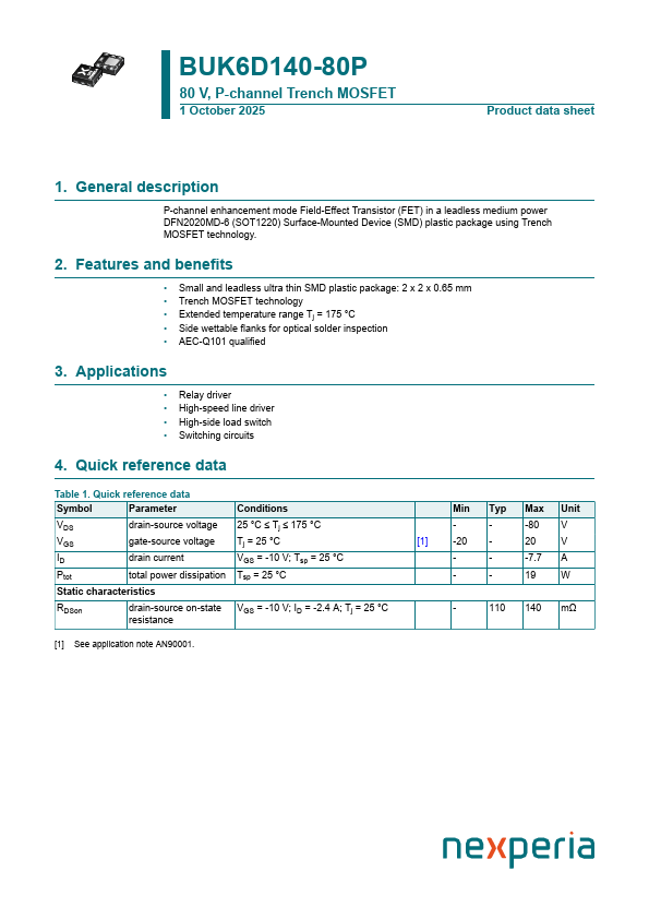BUK6D140-80P Datasheet Preview