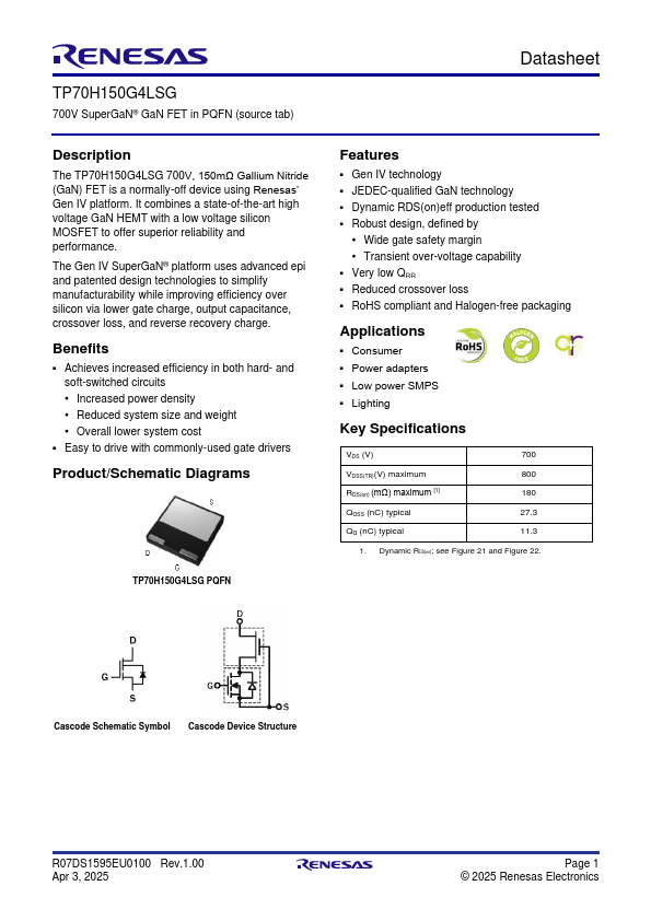 TP70H150G4LSG Datasheet Preview