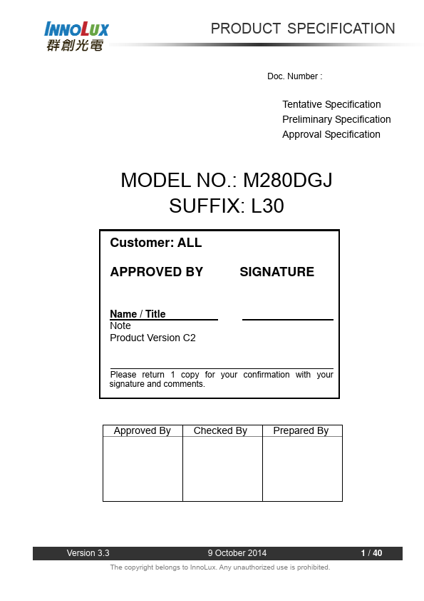M280DGJ-L30 Datasheet Preview