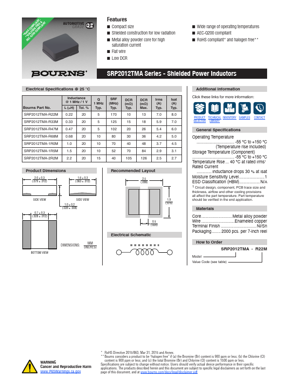 SRP2012TMA Datasheet Preview