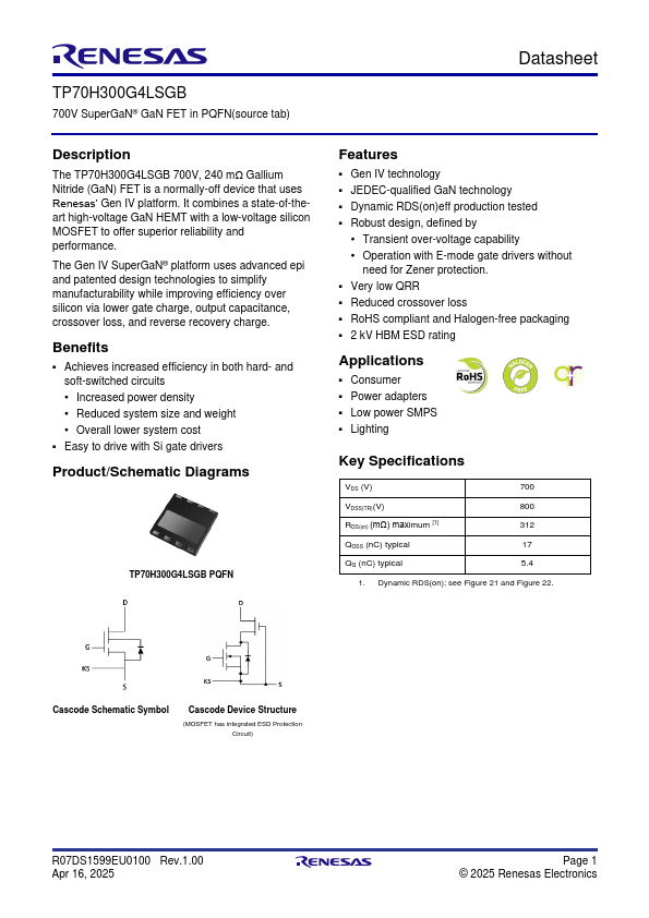 TP70H300G4LSGB Datasheet Preview