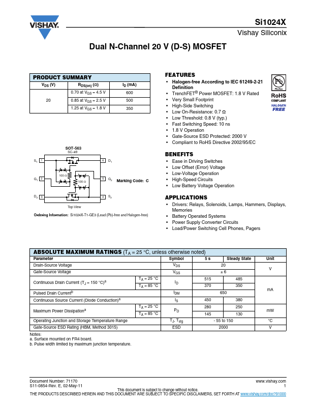 Si1024X Datasheet Preview