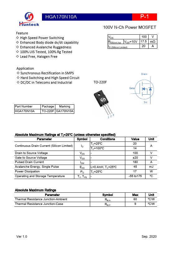 HGA170N10A Datasheet Preview