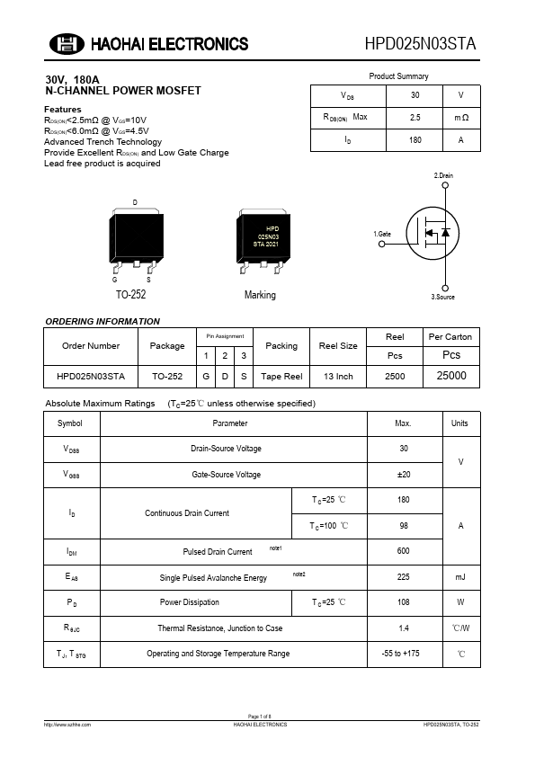 HPD025N03STA Datasheet Preview