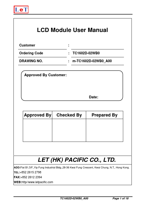 TC1602D-02WB0 Datasheet Preview
