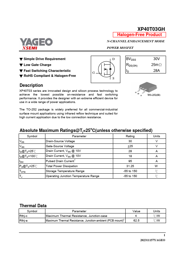 XP40T03GH Datasheet Preview
