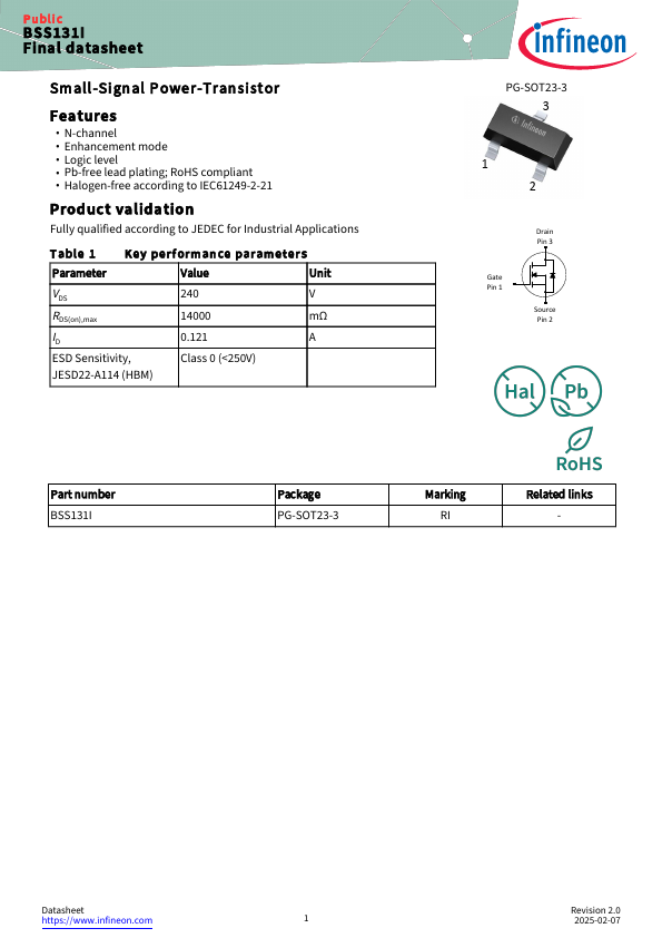 BSS131I Datasheet Preview