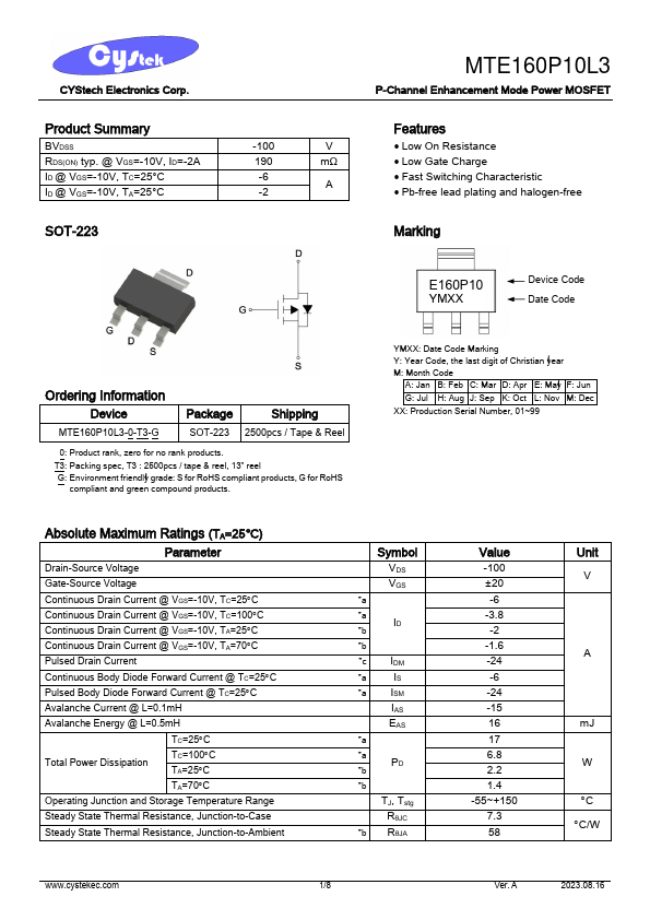 MTE160P10L3 Datasheet Preview