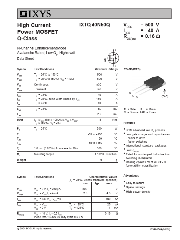 IXTQ40N50Q