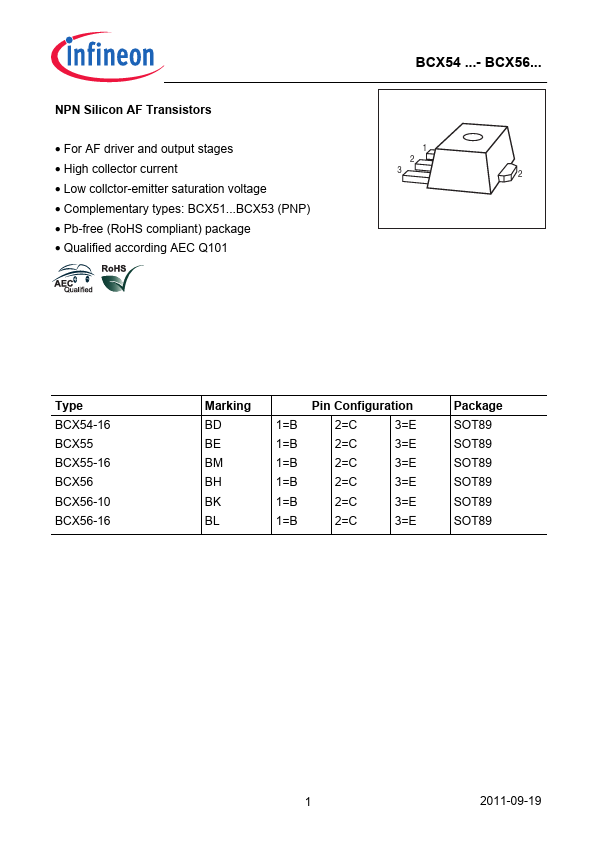 BCX54-16 Datasheet Preview