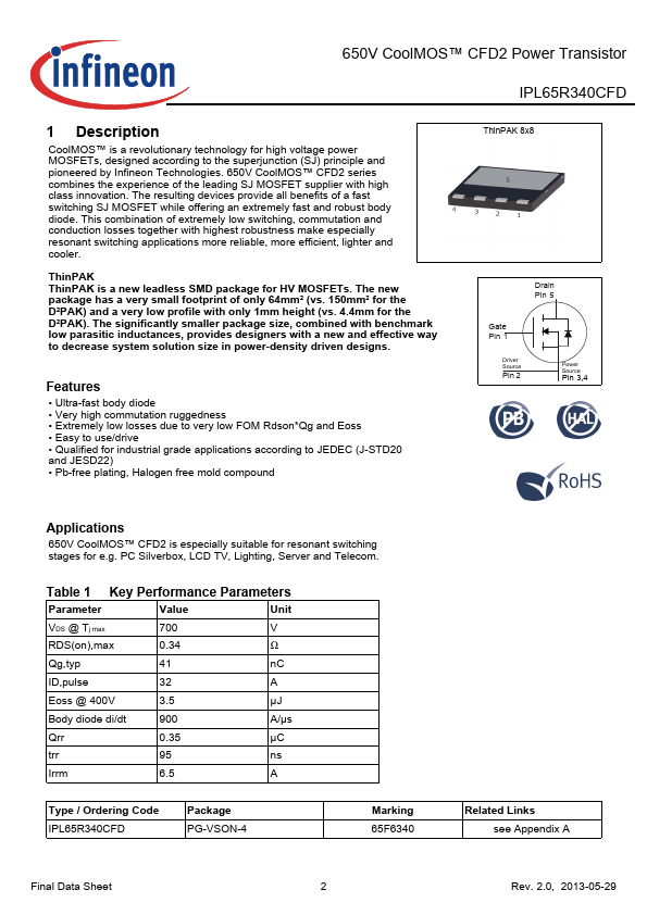 IPL65R340CFD