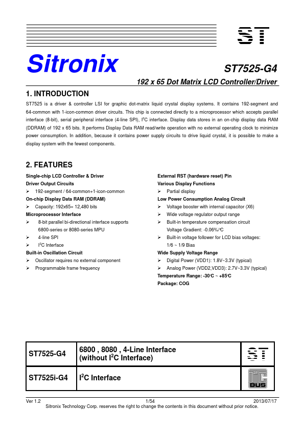 ST7525-G4 Datasheet Preview