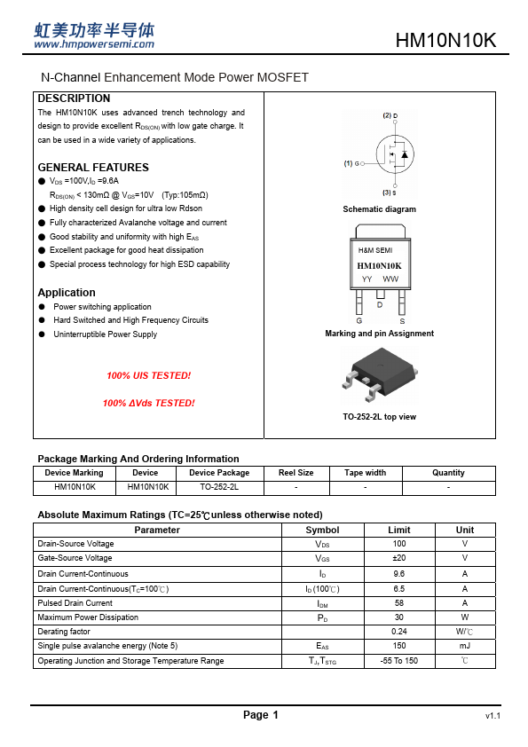 HM10N10K Datasheet Preview