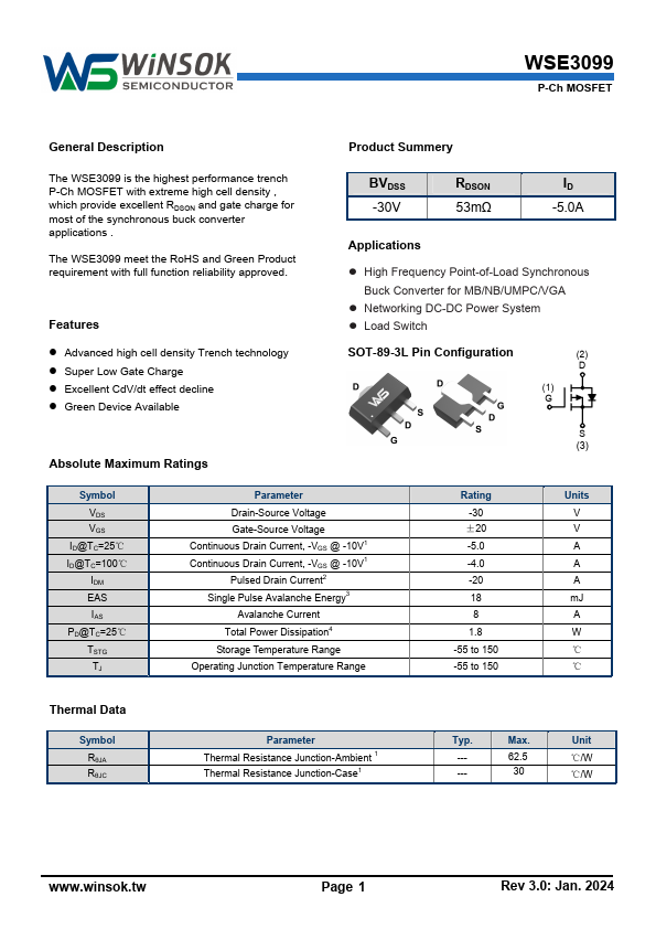 WSE3099 Datasheet Preview