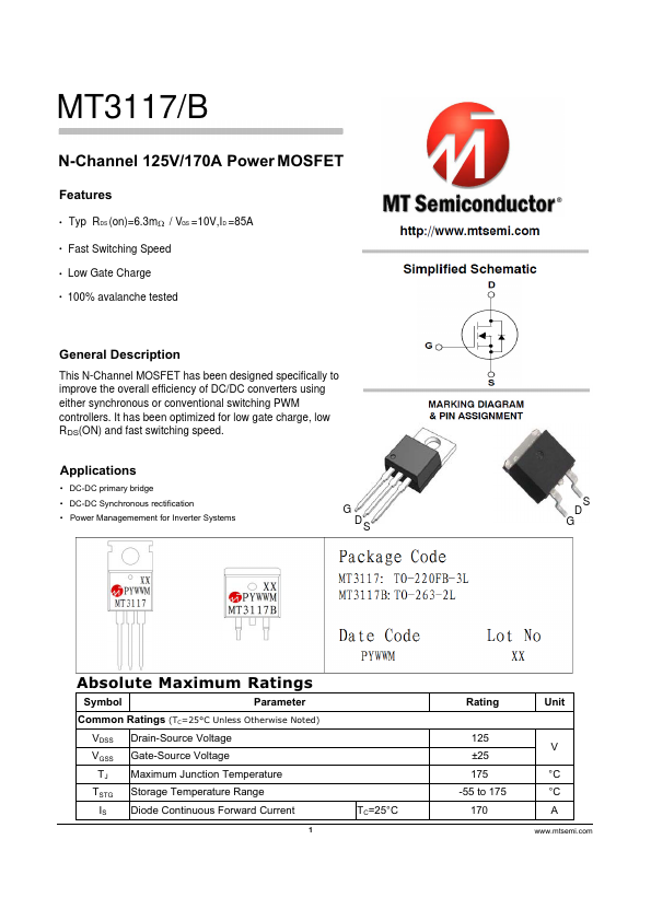 MT3117B Datasheet Preview
