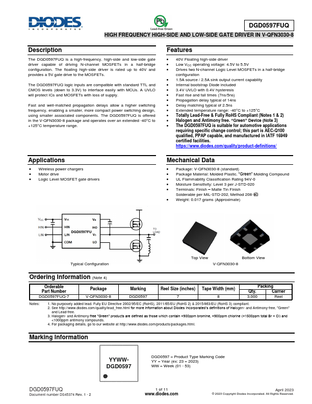 DGD0597FUQ Datasheet Preview