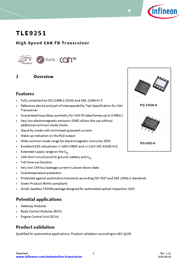TLE9251 Datasheet Preview