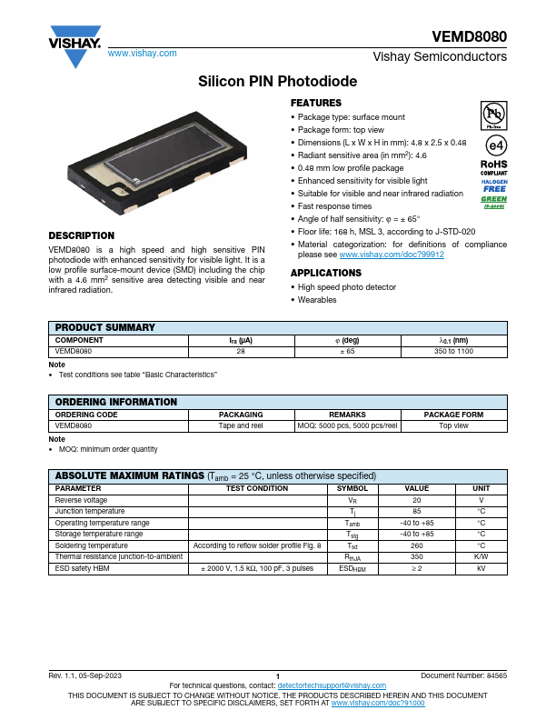 VEMD8080 Datasheet Preview