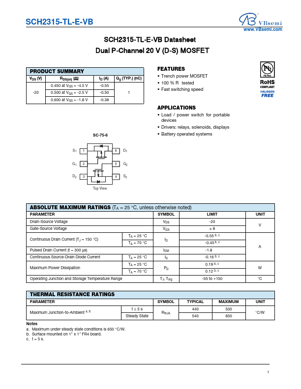 SCH2315-TL-E Datasheet Preview