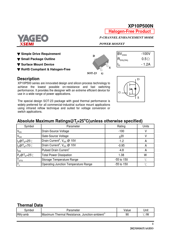 XP10P500N Datasheet Preview