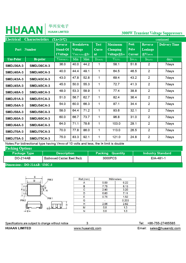 SMDJ60CA-3