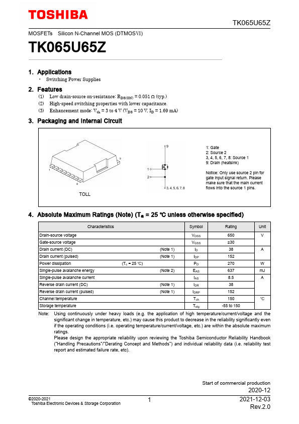 TK065U65Z Datasheet Preview