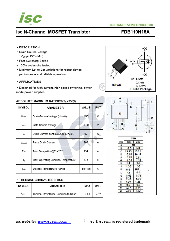 FDB110N15A