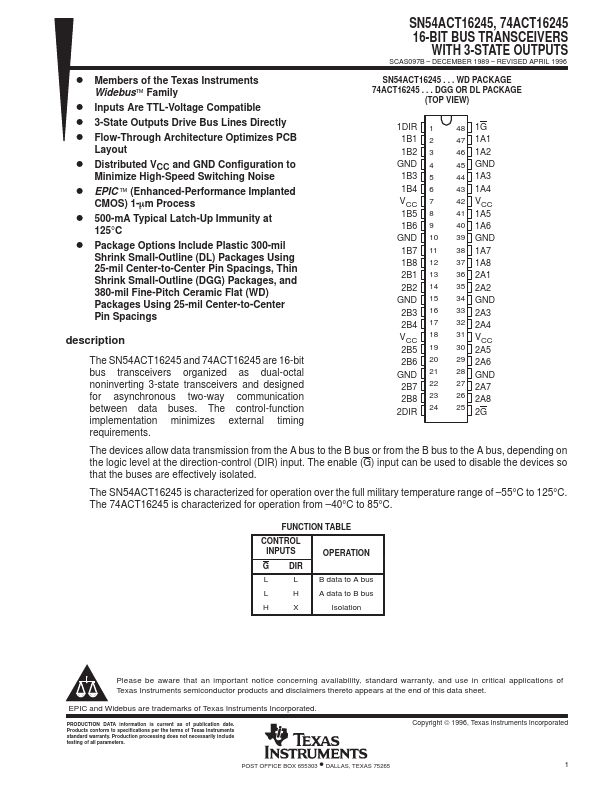 SNJ54ACT16245WD