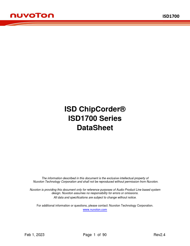 ISD17120 datasheet page 1 preview