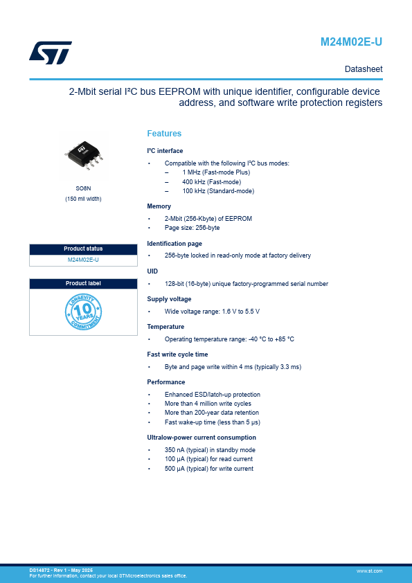 M24M02E-U Datasheet Preview