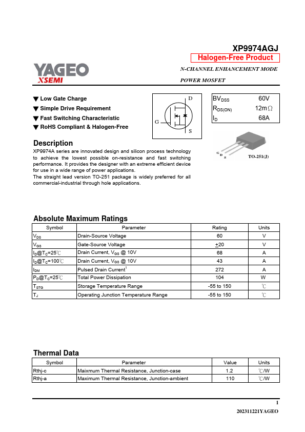 XP9974AGJ Datasheet Preview