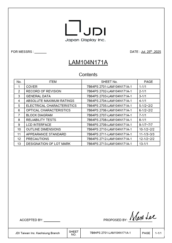 LAM104N171A Datasheet Preview