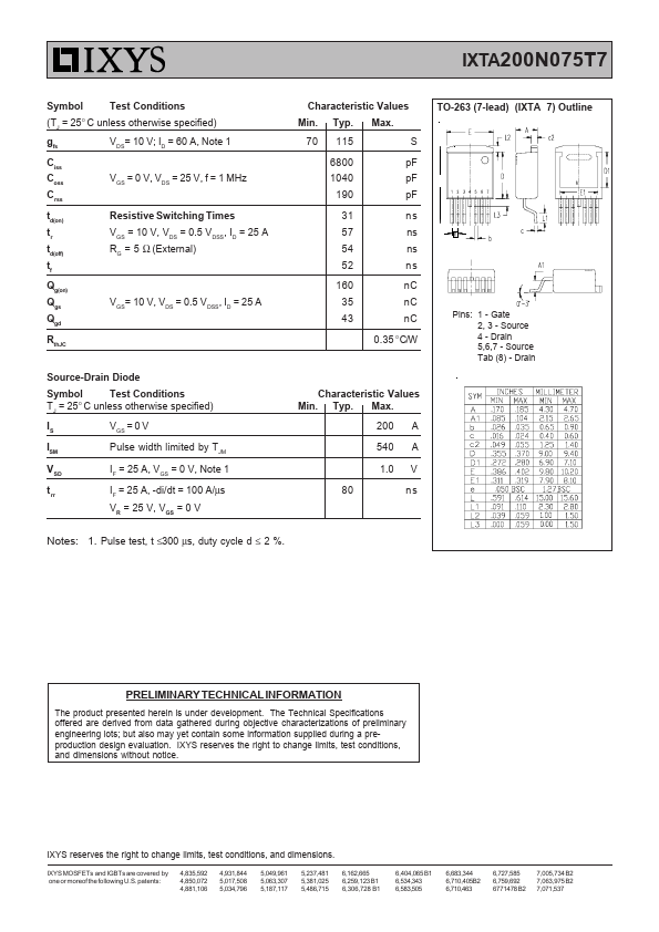 IXTA200N075T7