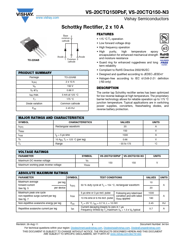 VS-20CTQ150PbF