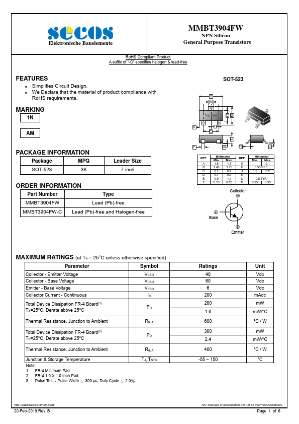 MMBT3904FW