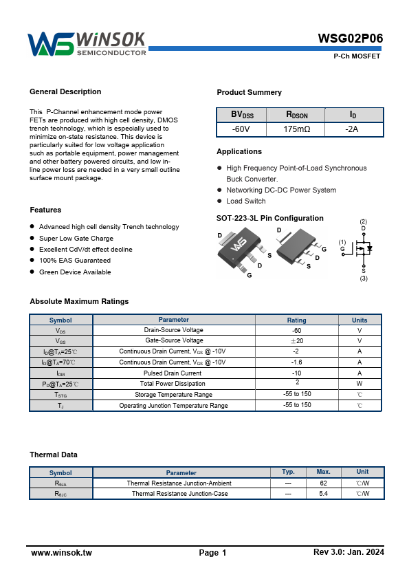 WSG02P06 Datasheet Preview