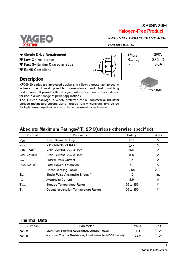 XP09N20H Datasheet Preview