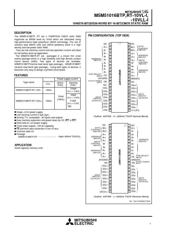 M5M51016BTP-10VL-I