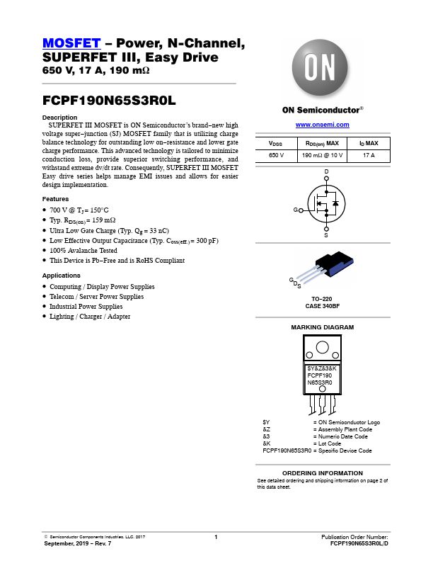 FCPF190N65S3R0L