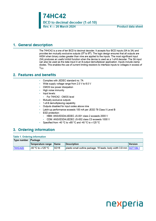 74HC42D Datasheet Preview