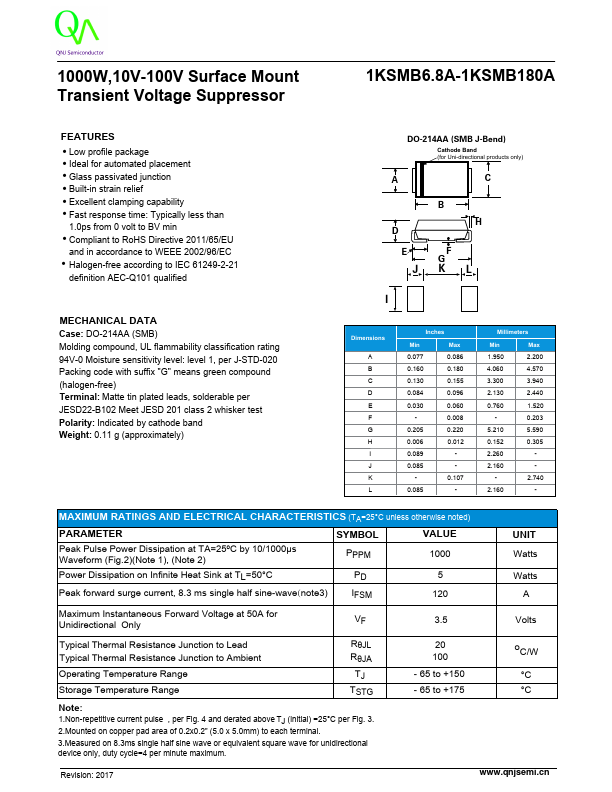 1KSMB10A Datasheet Preview