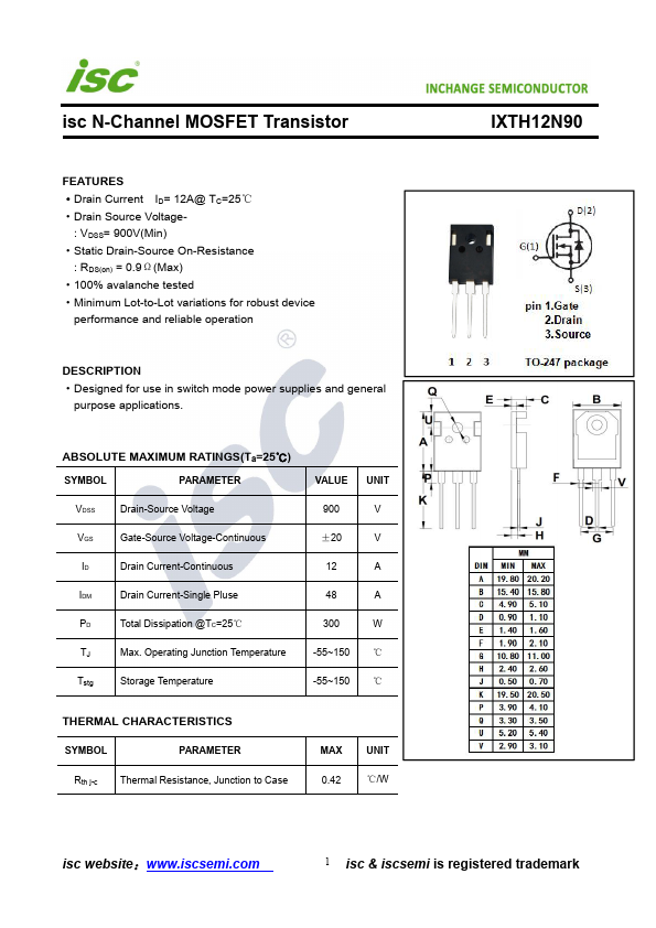 IXTH12N90