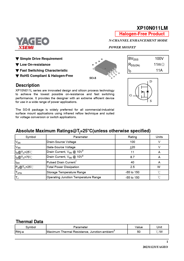 XP10N011LM Datasheet Preview