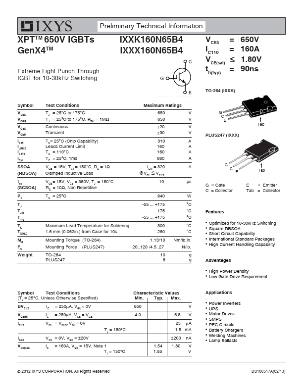 IXXK160N65B4