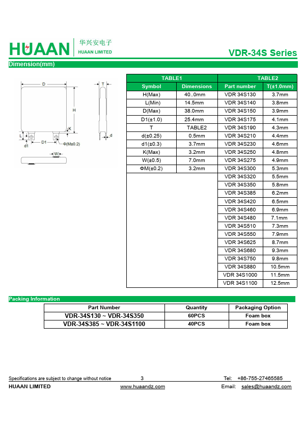 VDR-34S122K